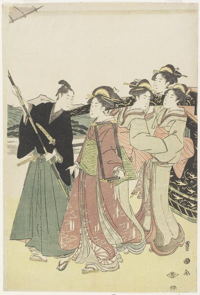 Oiran (High-class Courtesan) Travelling as a Mitate of Daimyo Procession by Utagawa Toyokuni